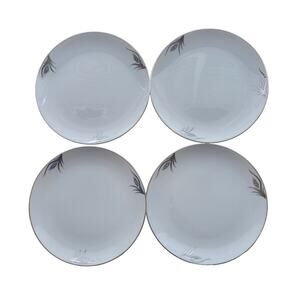 Vintage Hayasi Kutani Fine China Hand Painted Wheat Platinum Bread Plate